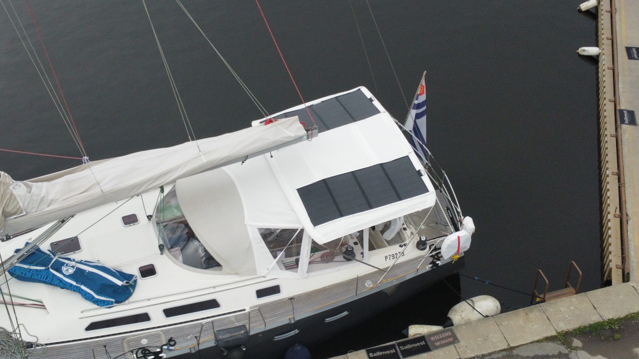 2 x 400W Ecoflow folding solar panels on bimini