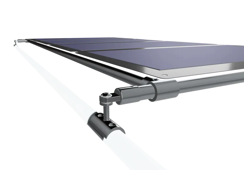 solar panel mounts on boat, Gemini Marine Products concave post mount