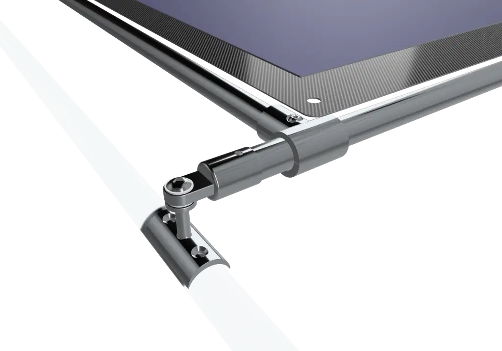 solar panel mounts on boat, Gemini Marine Products concave post mount