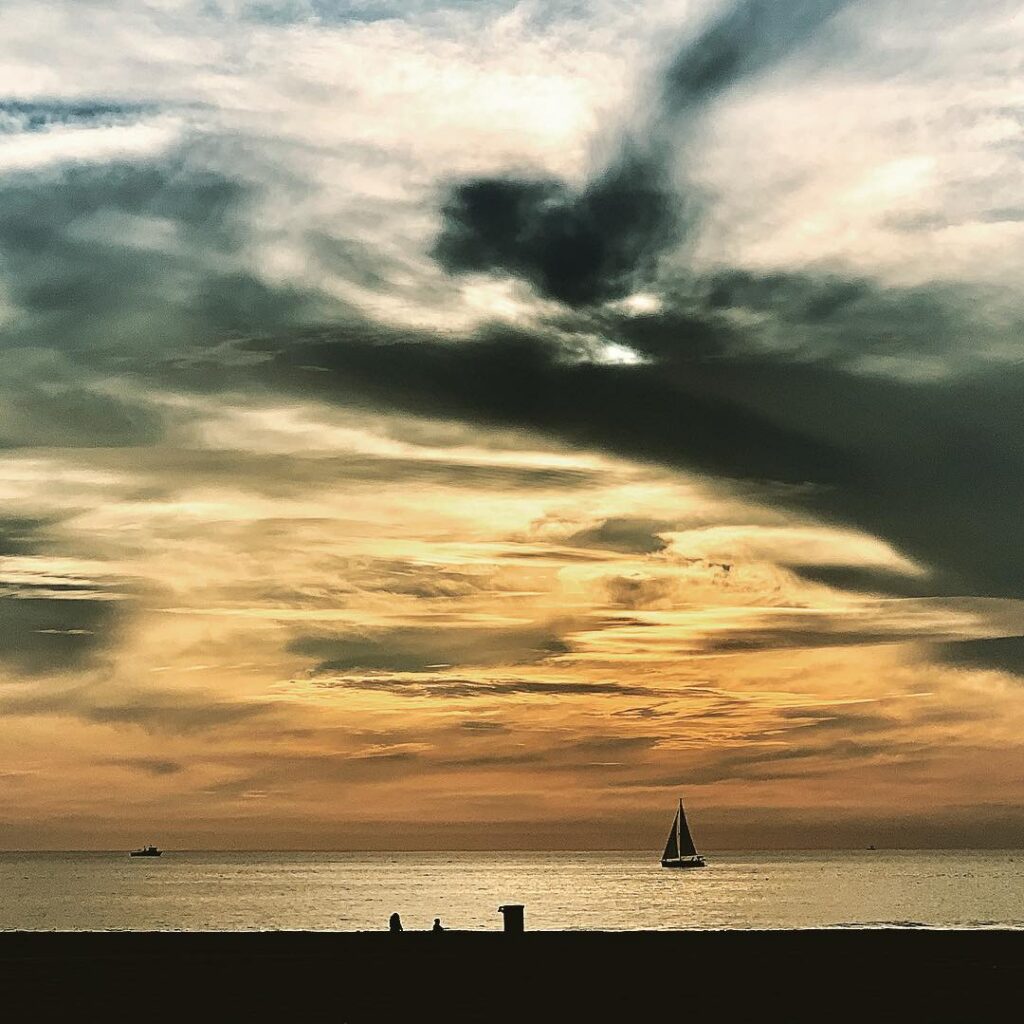 Sailboat during sunset on Greek coast
